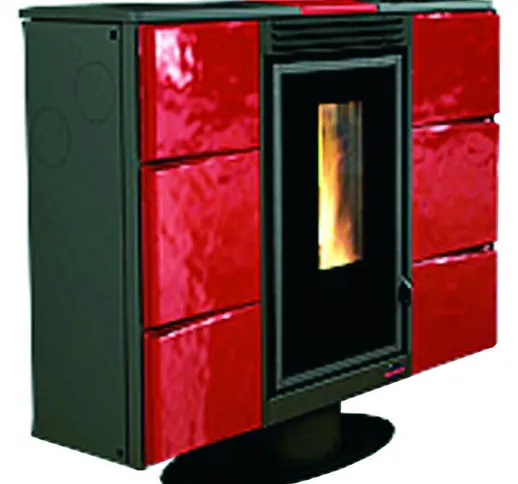 Stufa a pellet elisir canalizzata 7 kw bordeaux - misure cm.97,4x30,4x85,1h. - peso kg.150