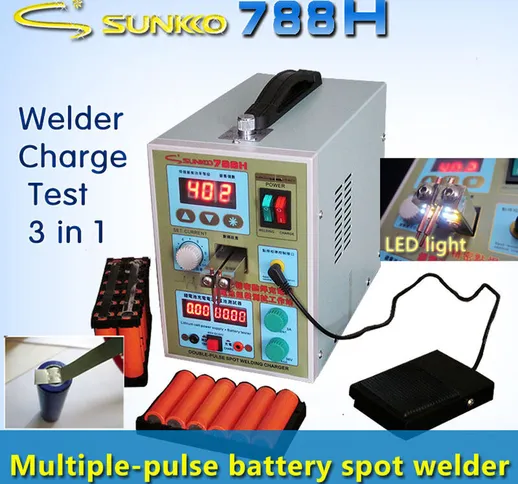SUNKKO 788H-USB Saldatrice a punti a impulsi di precisione 18650 Saldatrice a batteria con...