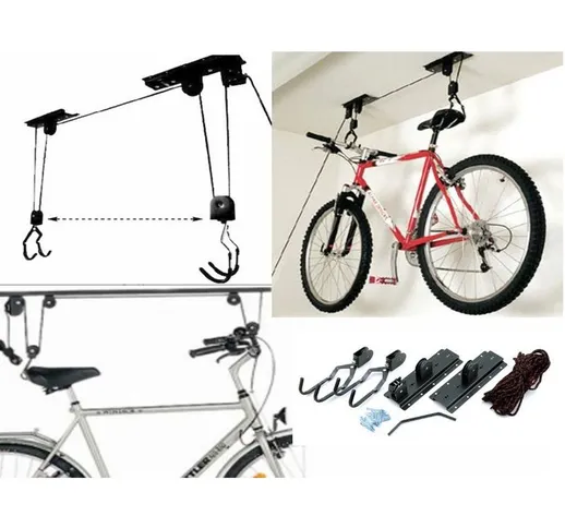 Cf - Supporto Appendi Solleva Bici Staffa Bicicletta Soffitto Garage Carrucola Gancio