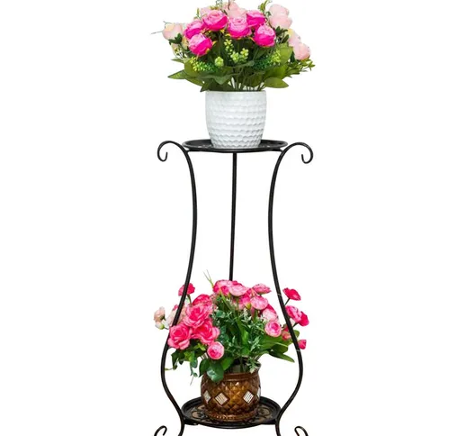 Supporto per piante in metallo a due livelli Supporto per vasi da fiori Scaffale per fiori...