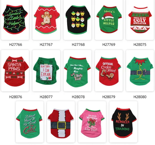 T-shirt natalizia per animali domestici per cani Abbigliamento natalizio per animali domes...