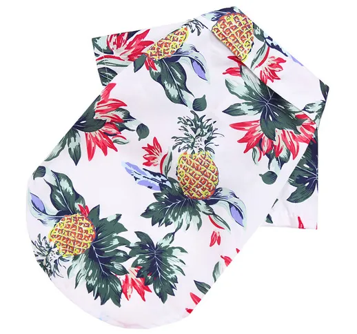T-shirt per cani - Design spiaggia - Stampa albero di cocco hawaiano - Vestiti estivi per...