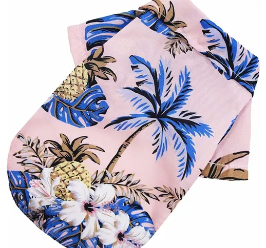 T-shirt per cani - Motivo spiaggia - Stampa albero di cocco hawaiano - Vestiti estivi per...