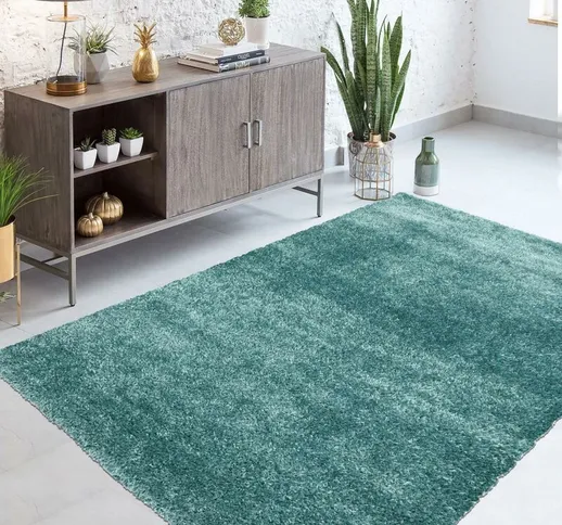 Unamourdetapis - Tapete shaggy pelos longos 120x120 rondcm Blu - Bleu