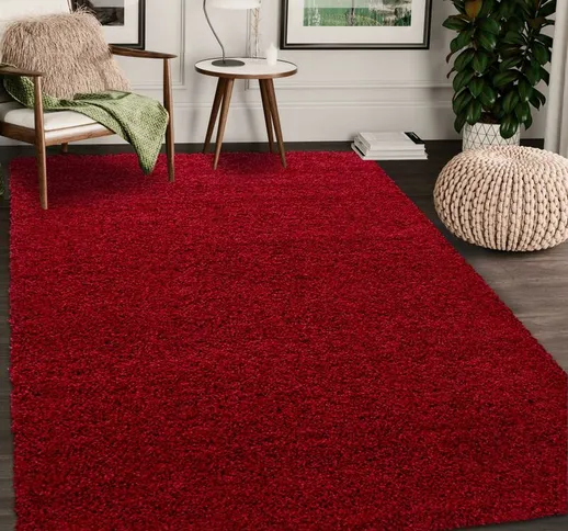 Tapete shaggy pelos longos 120x120 rondcm Rosso - Rouge