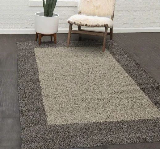 Jadorel - Tapete shaggy pelos longos 120x120 rondcm Marrone - Marron