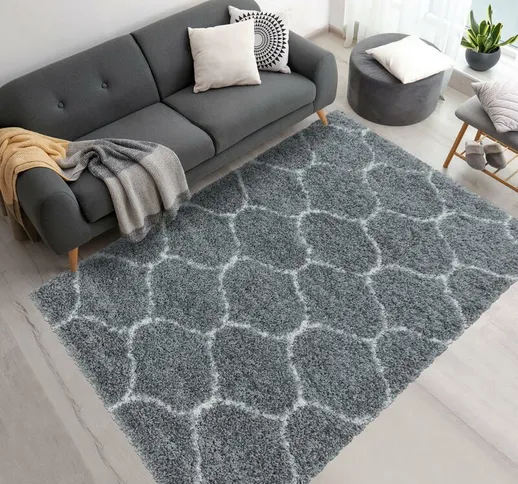 Jadorel - Tapete shaggy pelos longos 120x120 rondcm Grigio - Gris