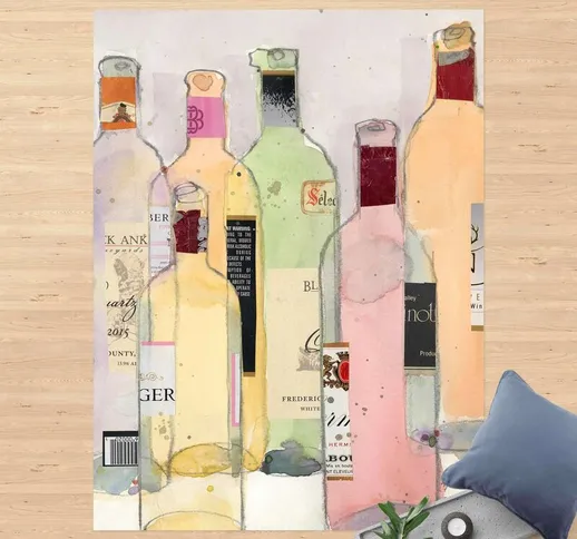 Tappeti in vinile - Bottiglie di vino in acquerelli I - Verticale 4:3 Dimensione HxL: 180c...