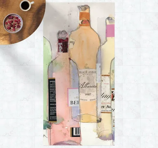 Micasia - Tappeti in vinile - Bottiglie di vino in acquerelli ii - Verticale 2:1 Dimension...