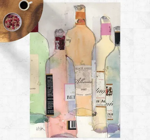 Tappeti in vinile - Bottiglie di vino in acquerelli ii - Verticale 3:2 Dimensione HxL: 120...