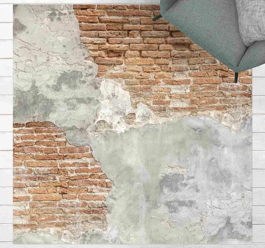 Micasia - Tappeti in vinile - Muro di mattoni shabby - Quadrato 1:1 Dimensione HxL: 80cm x...
