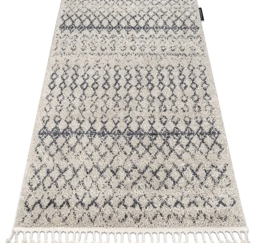 Tappeto BERBER AGADIR G0522 crema / grigio Frange berbero marocchino shaggy Toni beige 140...