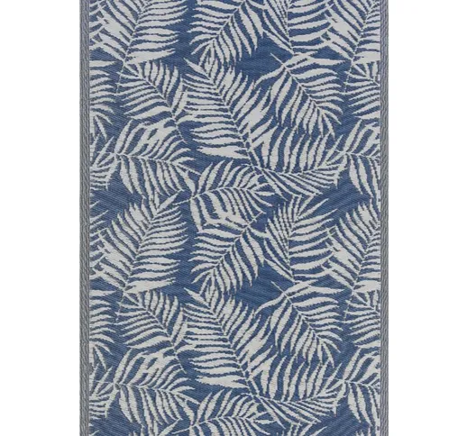 Tappeto da esterno 120 x 180 cm motivo foglie di palma blu KOTA