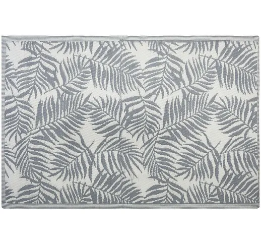 Beliani - Tappeto da Esterno Grigio Sintetico Motivo Foglie di Palma 120 x 180 cm Kota - G...