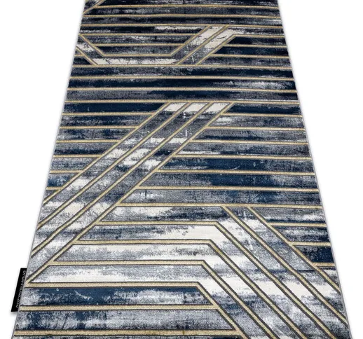 Tappeto DE LUXE moderne 460 Linee - Structural blu scuro / oro Toni blu 140x190 cm