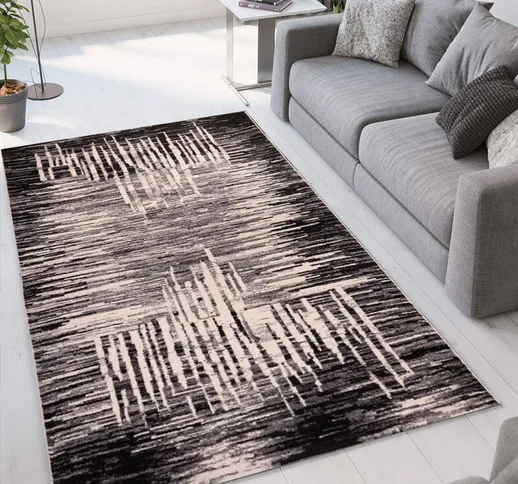Tappeto design moderno contemporaneo Milano rettangolare grigio nero GRI007 | Dimensione:...