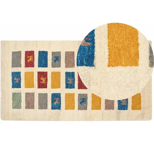 Beliani - Tappeto di lana multicolore 80 x 150 cm con motivo etnico Muratli - Multicolore