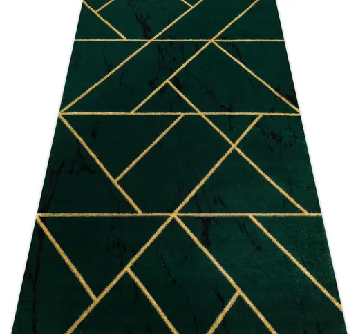 Tappeto emerald esclusivo 1012 glamour, elegante géométrique, Marmo verde bottiglia / oro...