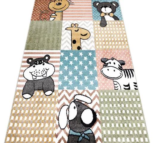 Rugsx - Tappeto FUN Pets per bambini, animali colorato multi multicolore 140x190 cm