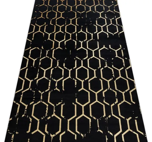 Tappeto GLOSS moderno 407C 86 elegante, glamour, art deco nero / oro Nero 140x190 cm