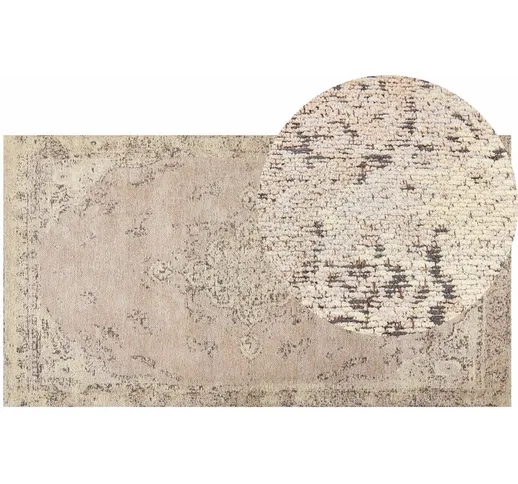 Tappeto in cotone beige 80 x 150 cm con effetto invecchiato stile orientale Matarim - Beig...