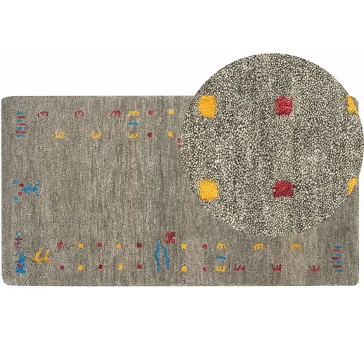 Beliani - Tappeto in lana multicolore fatto a mano con motivo geometrico 80 x 150 cm Seyme...