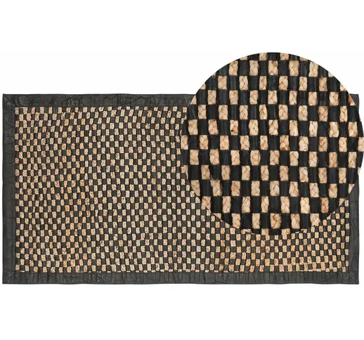 Tappeto in pelle nero/beige 80 x 150 cm GERCE