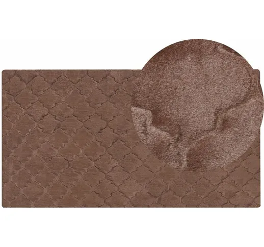 Tappeto in pelle sintetica di coniglio marrone 80 x 150 cm motivo a rete Gharo - Marrone