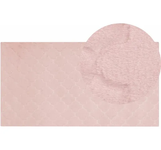 Tappeto in pelle sintetica di coniglio rosa 80 x 150 cm motivo a rete Gharo - Rosa