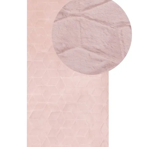 Tappeto in pelliccia di coniglio sintetica rosa 80 x 150 cm Thatta - Rosa
