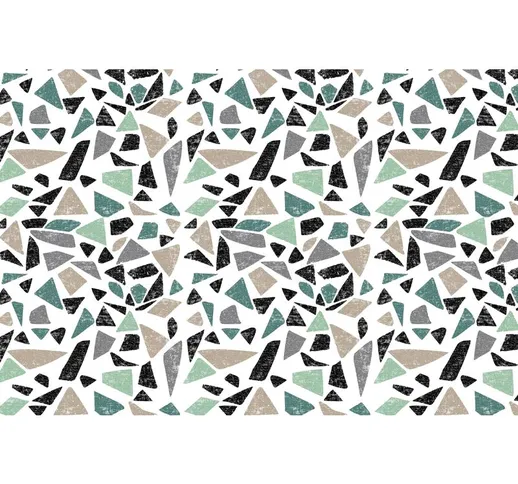 Matteo - Tappeto in vinile effetto mosaico verde 90 x 60 cm
