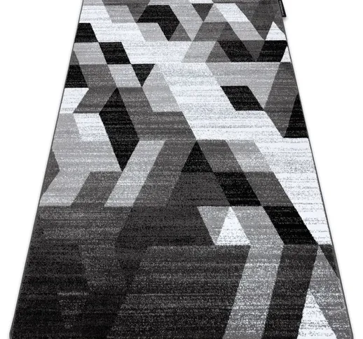 Tappeto INTERO TECHNIC 3D quadri triangoli grigio Toni grigio e argento 140x190 cm