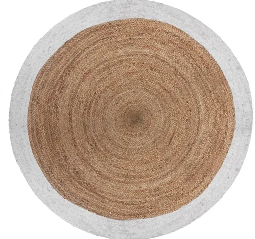 Corso di iuta bordo bianco d120 - tappeto in iuta bordo bianco, iuta vegetale, poliestere,...