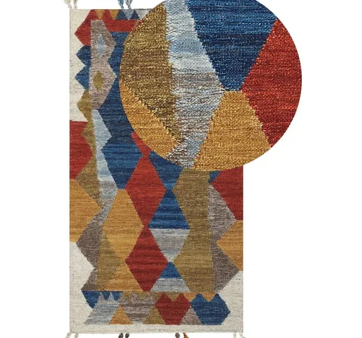 Beliani - Tappeto kilim in lana multicolore a mano patchwork nappe 80 x 150 cm Arzakan - M...