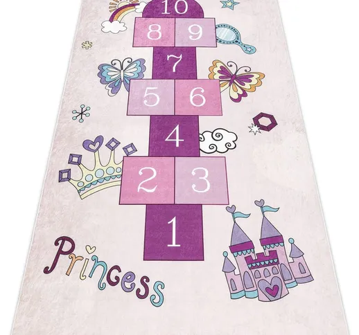 Tappeto lavabile bambino 2285 campana, numeri per bambini antiscivolo - rosa pink 140x190...