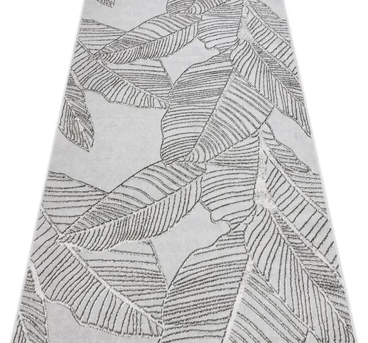 Tappeto lira E1482 Foglie, strutturato, moderno, glamour - grigio gray 140x190 cm