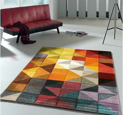 tappeto moderno disegno 200x290 cm rettangolare ETNO 858-70 Brown da pranzo adatto per ris...