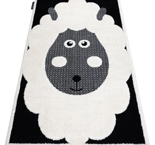 Tappeto moderno per bambini JOY Sheep, pecore per bambini - strutturale a due livelli di p...