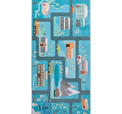 Beliani - Tappeto per bambini motivo stradale 80 x 150 cm Kigi - Blu