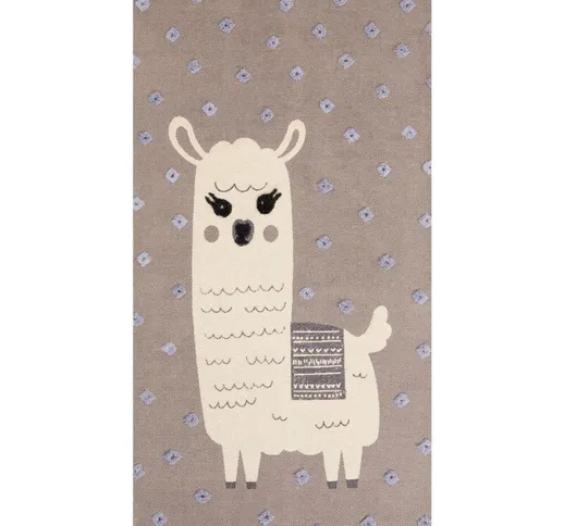 Tappeto per la cameretta dei bambini Llama Print 80 x 150 cm Beige LUBUK - Marrone