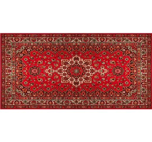 Matteo - Tappeto persiano rosso vintage in vinile 140 x 70 cm