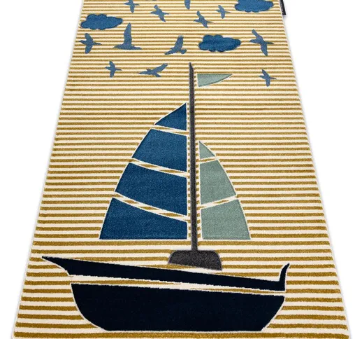 Tappeto PETIT SAIL barca, barca a vela oro Toni giallo e oro 140x190 cm