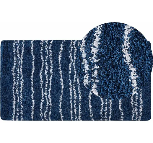 Tappeto polipropilene blu bianco 80 x 150 cm a strisce Tashir - Blu