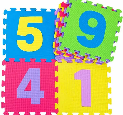 Tappeto Puzzle Per Bambini Con Numeri 9 Pezzi 32x32 Cm Multicolor