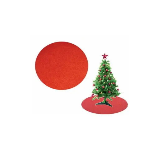 Tappeto Sotto Base Albero Tondo D.80 Rosso Per Natale Decorativo (50299)