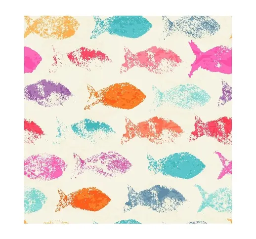 Tappeto Stampato Colorful Fish - per Bambini - Arredo - Antiscivolo - da Soggiorno, Salott...