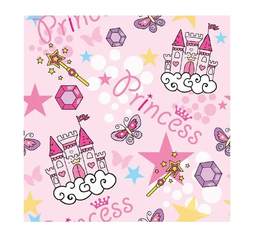 Tappeto Stampato Pink Princess - per Bambini - Arredo - Antiscivolo - da Soggiorno, Salott...