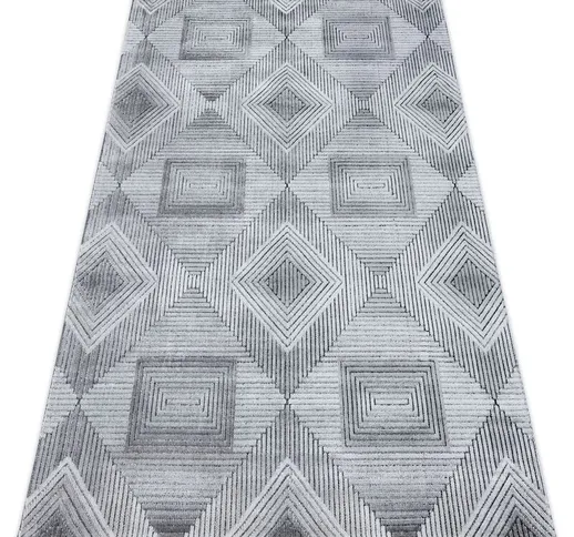 Tappeto Structural sierra G5011 tessuto piatto grigio / nero - geometrico, quadri gray 140...
