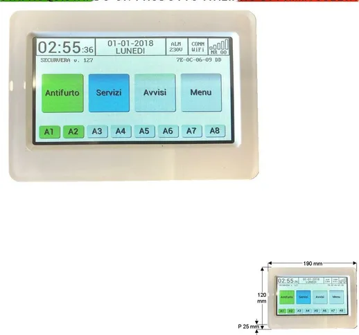 Securvera - Tastiera Radio Frequenza 868 MHz Bidirezionale Monitor Touch Screen lcd 4,3 Po...
