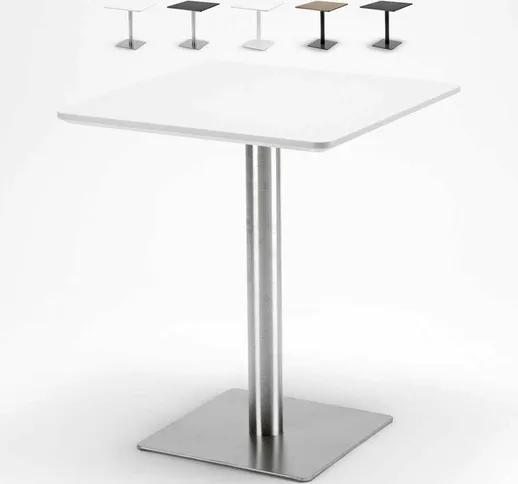 Tavolino 60x60 quadrato con base centrale per bar bistrot Horeca | Bianco - Silver